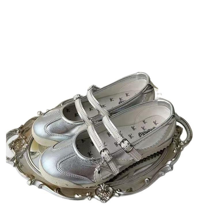 Sheepskin version~ Small thick-soled bow Mary Jane shoes 2025 new French shallow mouth jk flat-soled single shoes women