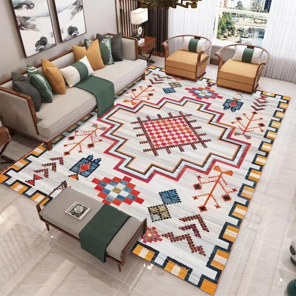 Traditional Turkish Area Rug, Medallion Carpet Bohemian Living Room Rug, Vintage Style Floor Decor, Washable Rug, Non Slip Rug