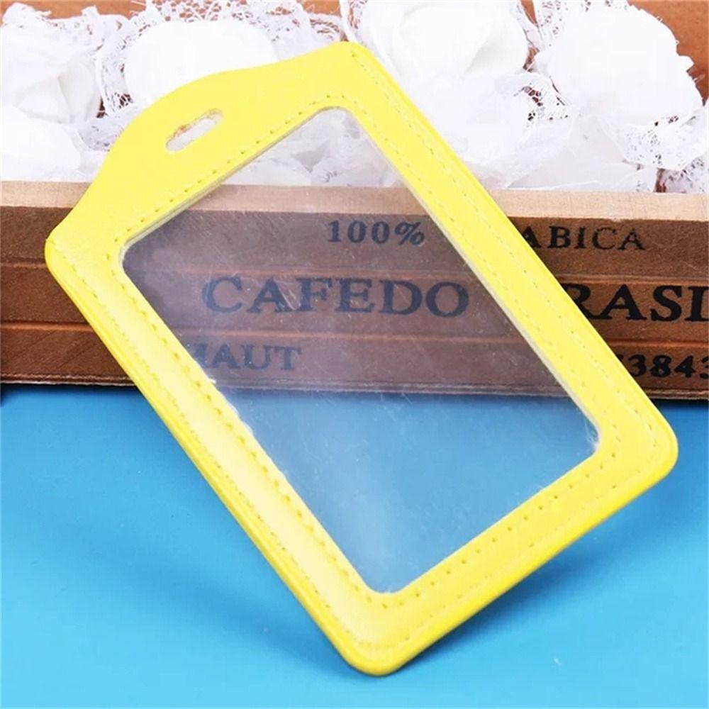 Double-Sided ID Badge Case PU Leather Name Card Cover Business Card Holder  Office Supplies