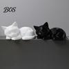 Small Cat Desk Decorations 3D Printed Sleeping Figurines, Geometric Statue, Minimalist Cute Mini Desktop Ornaments Art Crafts Decoration for