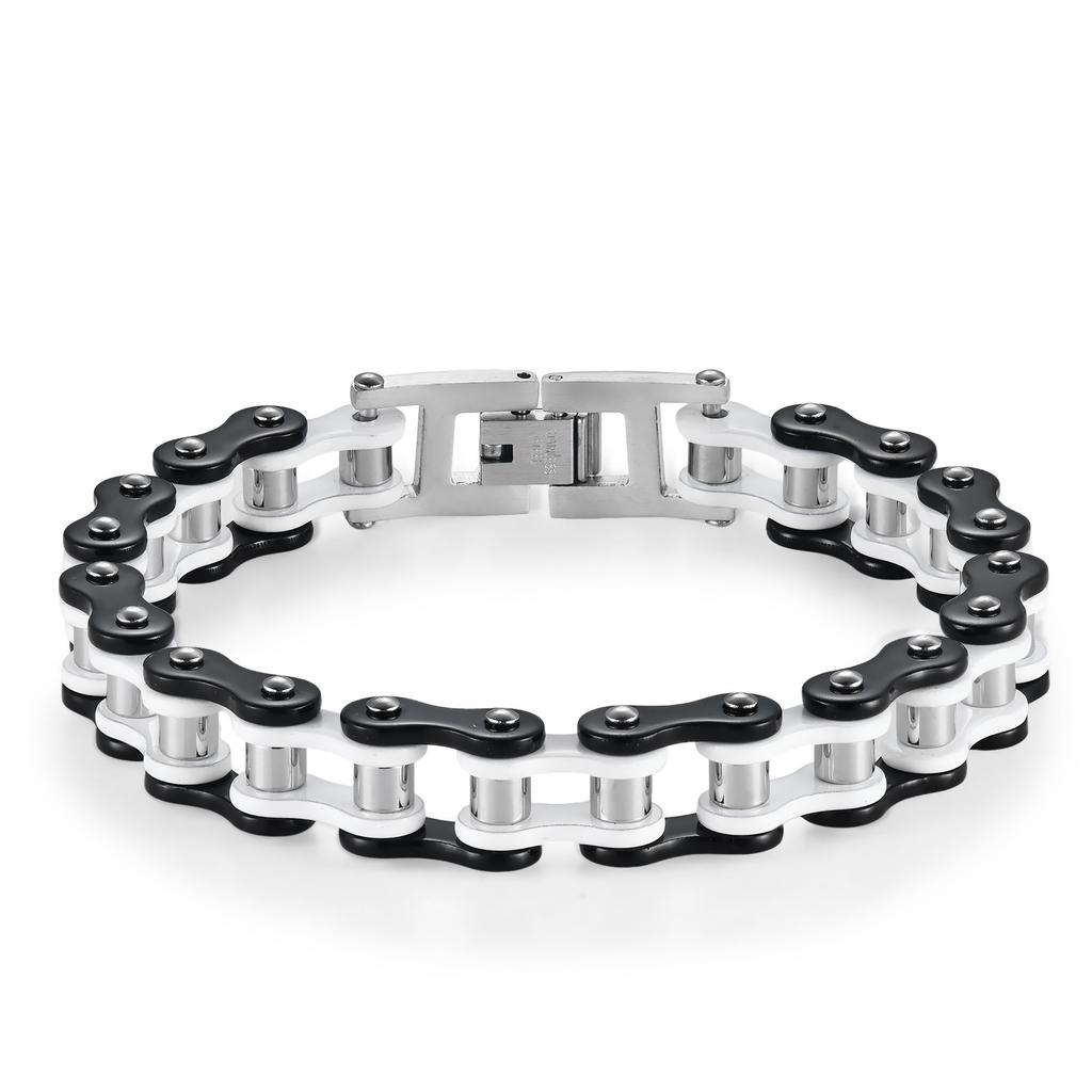 Personalized Mens Bracelets Motorcycle Biker Bicycle Chain Link Bracelets Anti Non Tarnish Gold Plated Stainless Steel Bracelets