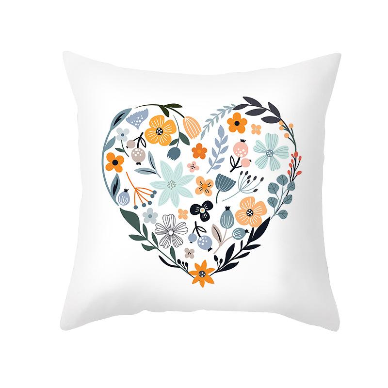 Home Peach Skin Printed Cushion Cover Nordic Green Plant Sofa Cushion Cover Office Cushion Cover