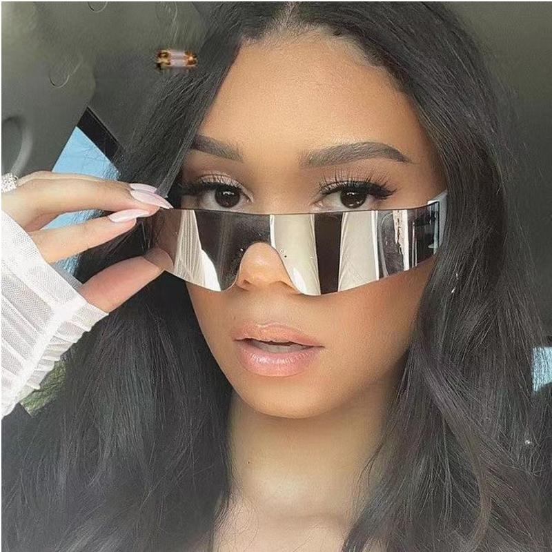 Radfahrer Punk Einteilige Sonnenbrille Damen Schutzbrille Verspiegelt Y2K Sonnenbrille Herren 2000er Wrap Around Brille Mode Brillen