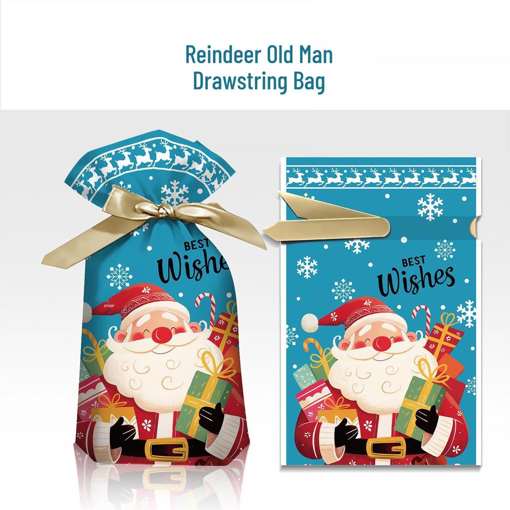50pcs 2025 Christmas Candy and Cookie Gift Bags with Ribbon Drawstrings