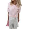 European and American Women's Casual Temperament Polo Shirt Women's 2026 Summer Solid Color Versatile Pick-hole Knitted Short-sleeved Top