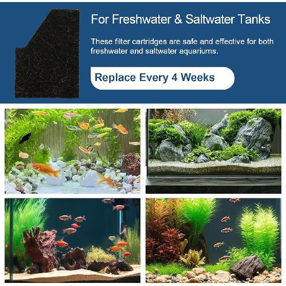 Small Aquarium EcoRenew Filter Cartridges Replacement for Aqueon QuietFlow Internal Power Filter with SmartClean Technology 15 Gallon Aquarium, Fish