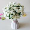 30cm 15Heads Artificial Mini Roses Flower Bouquet Home Living Room Office Desktop Ornament Fake Flowers Wedding Party Decor