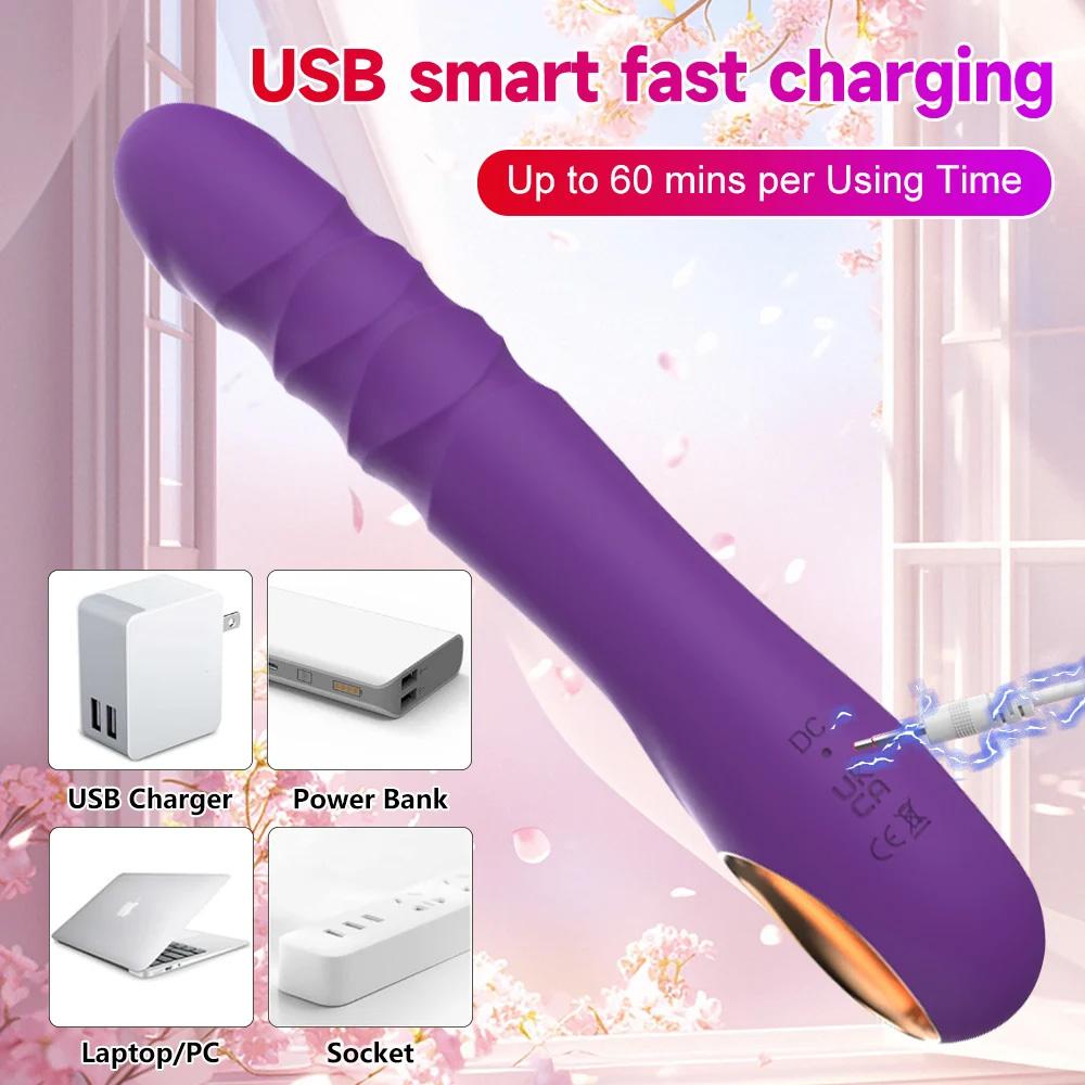 Leistungsstarker Simulations Teleskop Dildo Vibrator G-Punkt Klitoris Anal Stimulator 10 Geschwindigkeits Vibrationsmodus Sexspielzeug für Erwachsene für Frauen