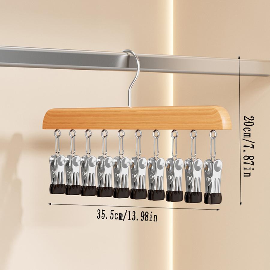 1PCS Solid Wooden Trouser Clip Home Closet Stainless Hat Skirt Storage Rotatable Multi-Clip Student Dormitory Storage Clip