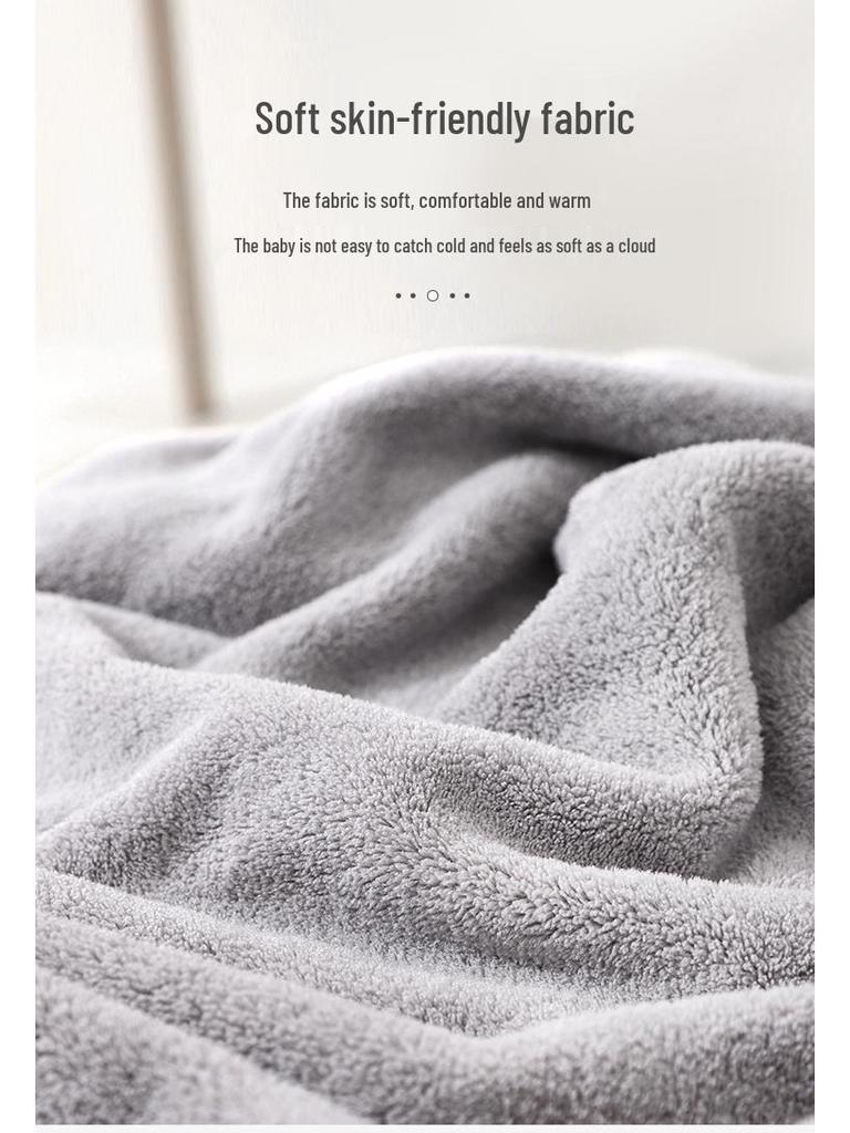 Newborn Cartoon Hooded Swaddle Blanket - Absorbent Coral Fleece for Spring & Autumn