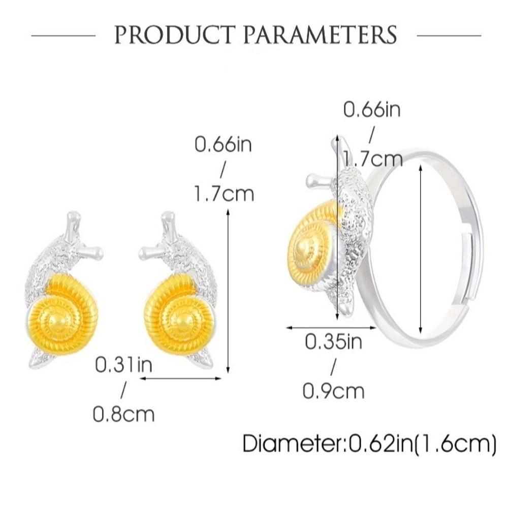 Zinc Zinc Alloy Snail Jewelry Delicate Snail Opening Rings Cute Snail Stud Earrings Women