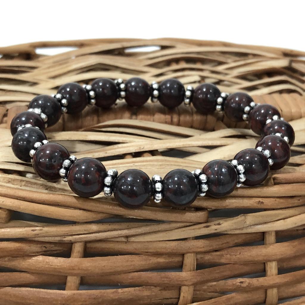 8mm Natural Iron Tiger Eye Gemstone Beads Jewelry Handmade Charm Bracelet 7.5" For Anniversary Gift CSB-29