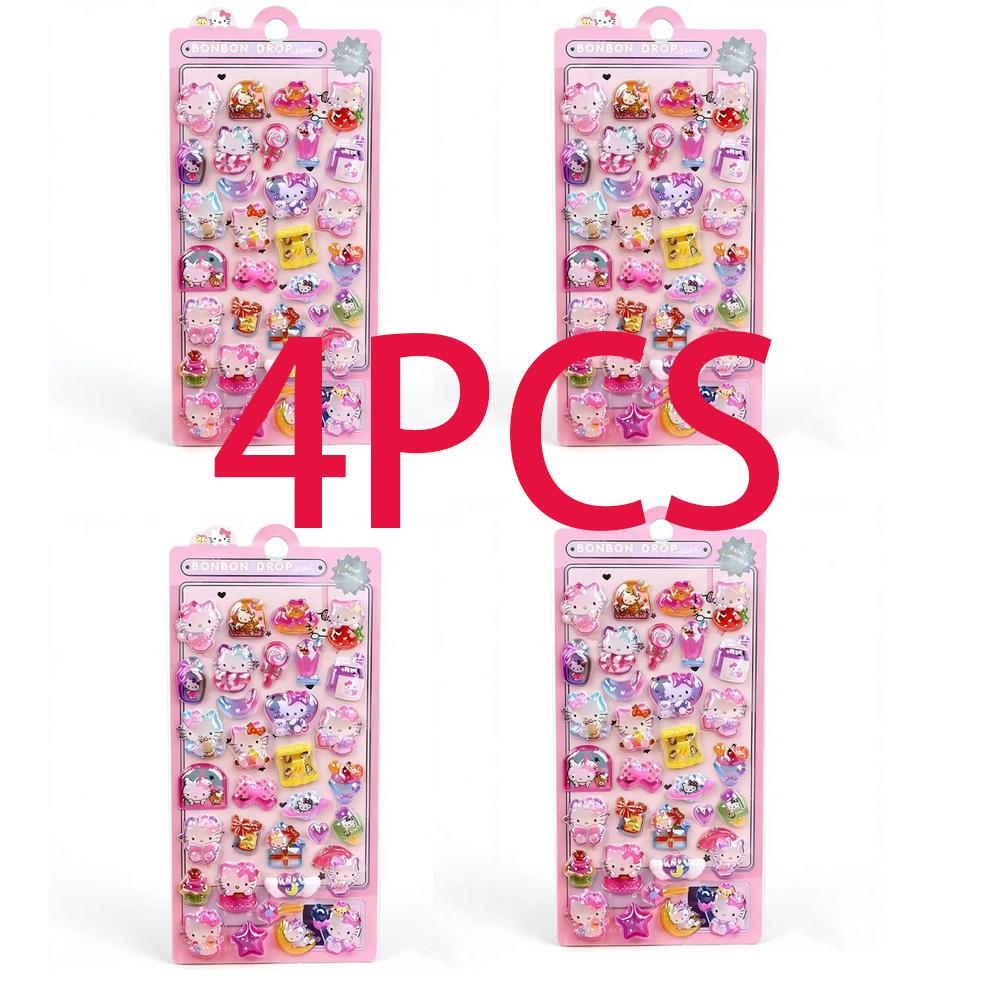 Luminous Cute Sanrio 3D Relief Stickers Kawaii Girls Kuromi Cinnamoroll My Melody Crystal Decals Kids Decoration Sticker Packs