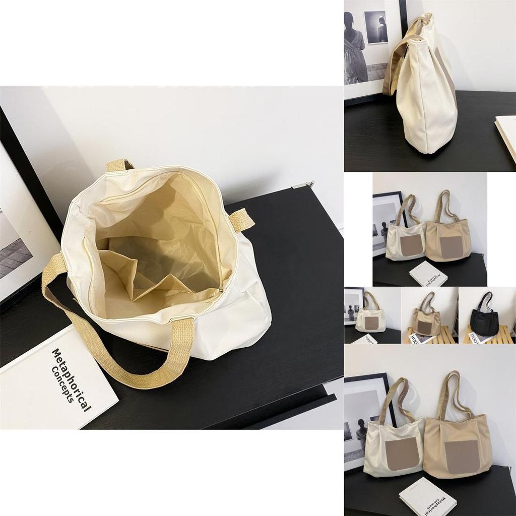 Urban Chic Nylon Tote Bag Large Capacity Stylish Grocery Shopping Bag With Zipper