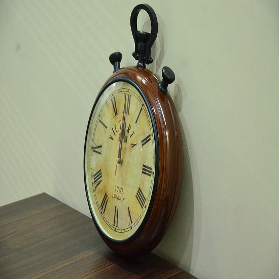 Horloge suspendue en bois et laiton faite à la main pour la décoration de la maison, du bureau 30,48 cm