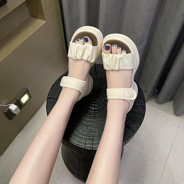

Sports shoes wear Roman sandals women s 2024 summer new Korean version Velcro platform open-toed beach women s shoes 40 бежевый