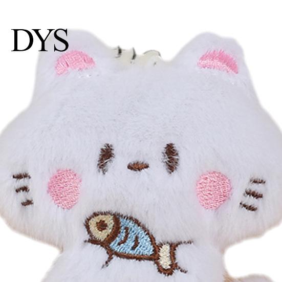 Handbags Decorative Accessory Holding Fish Cat Plush Pendant, Stuffed Fork White Kitten Keychain for Backpacks Purses Bag Charm