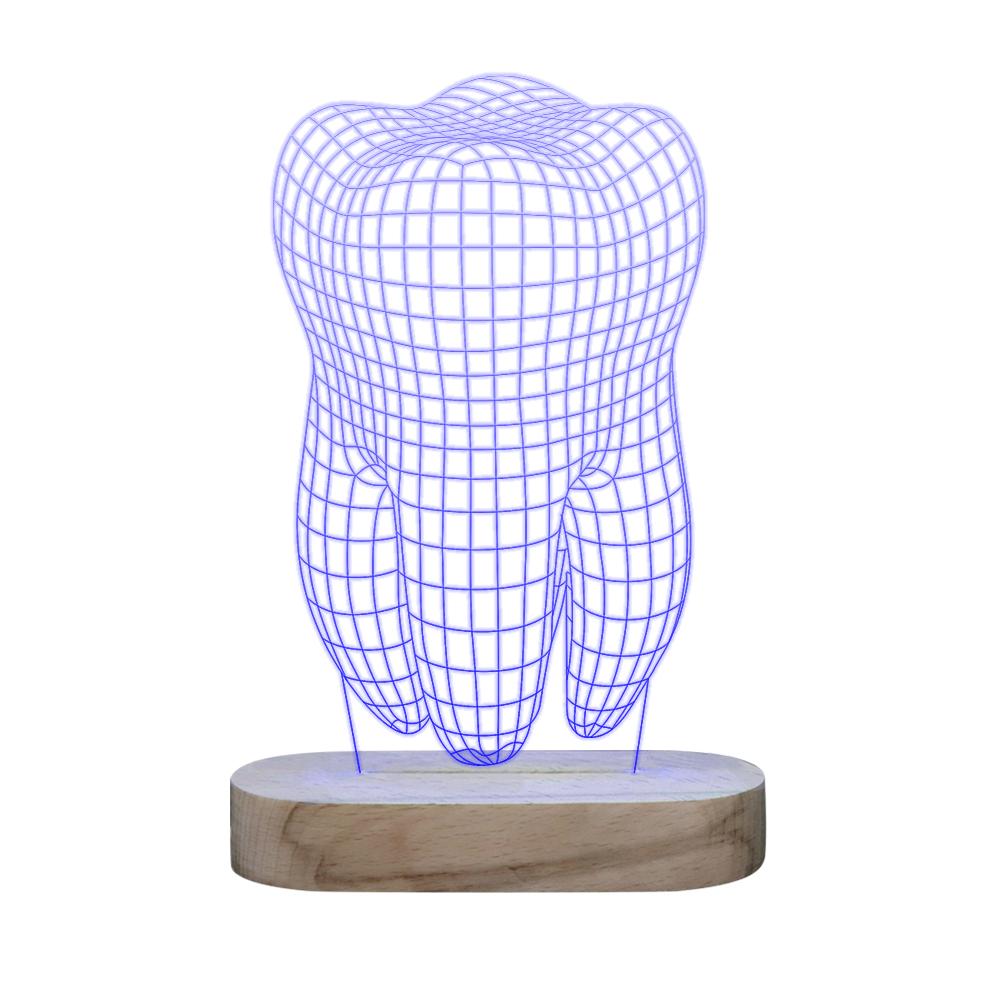 Oval Shape Wooden USB Light Base Stand 3D LED Night Lights Base for Acrylic Art