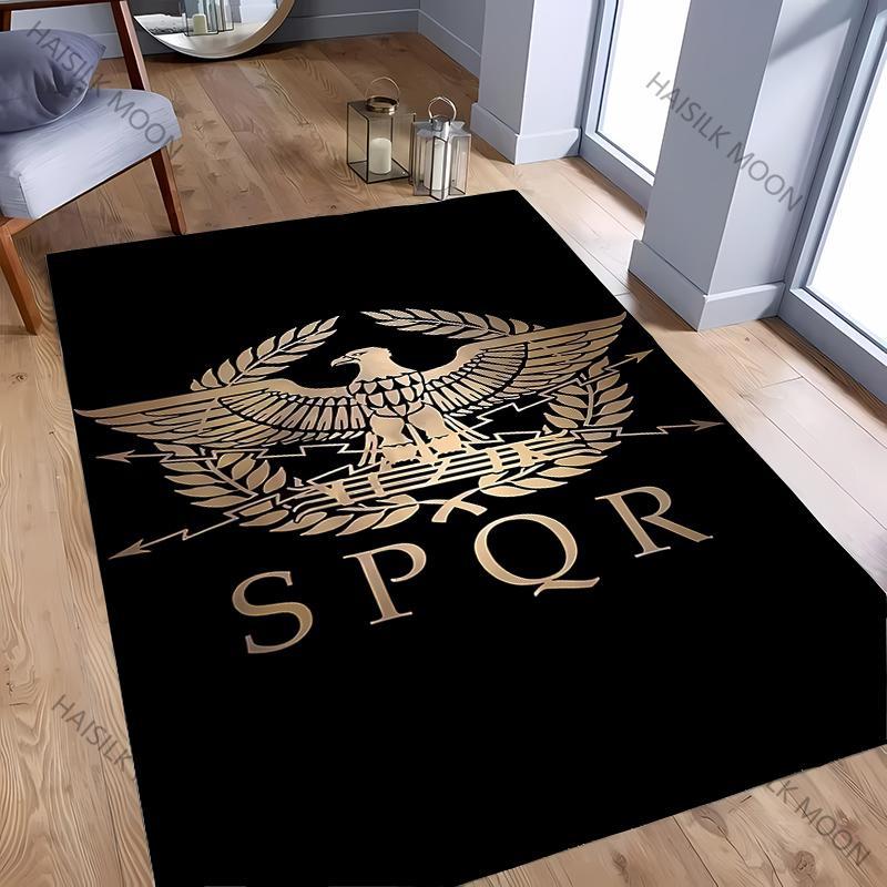 Tappeto con Stampa Logo Romano Vintage Classico Soggiorno Camera da Letto Ufficio Comodino Bagno Tappetini Pavimento Decorazione Casa Tappeto Regalo Arrivo Rapido