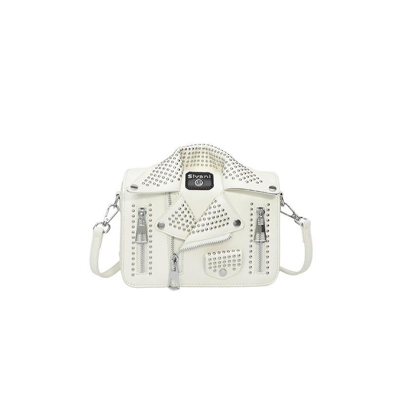 Street Style Pu Small Square Bag With Metal Studs For Daily Use