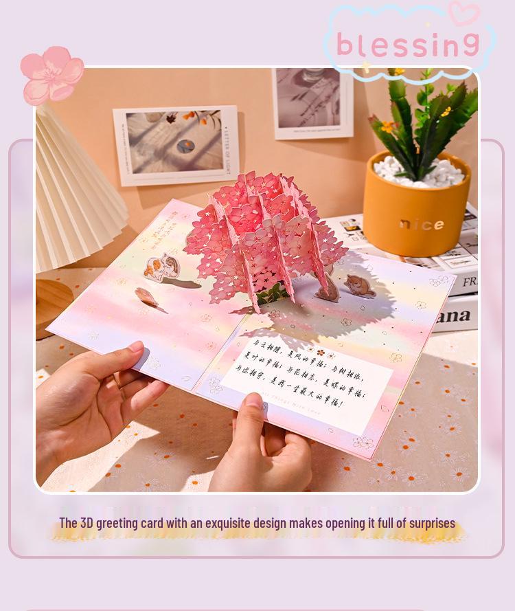 Moonlit Deer Resting 3D Greeting Card - Christmas, Birthday, & Special Occasion Ins Style Creative Card