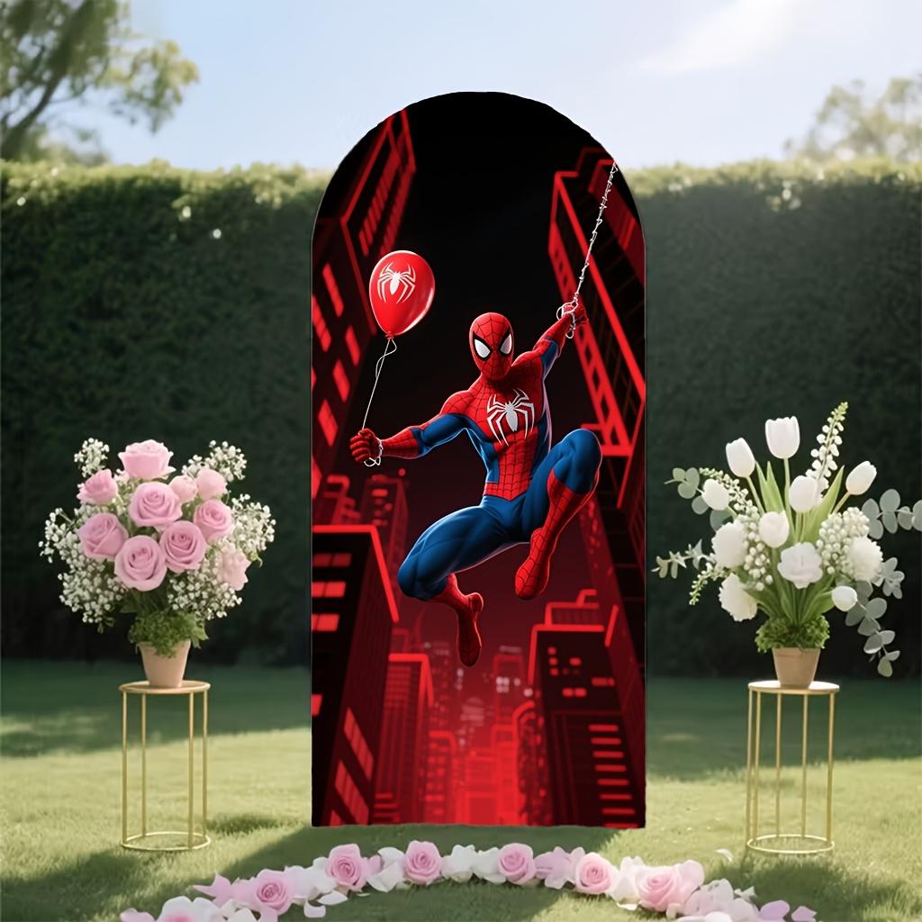 BEPAN Spiderman theme arched background customizable children's birthday party decoration background baby shower props stretch fabric