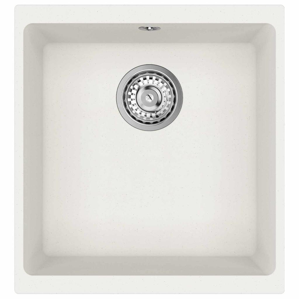 White Kitchen Sink 430 X 460 Mm Made of 80percent Quartz and 20percent Resin