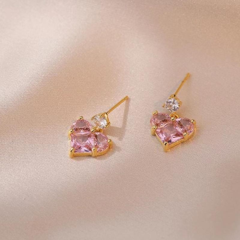 Premium Zirconia Heart Flower Earrings Necklace Offering Exquisite Craftsmanship and Gold/Steel Plating For Comfort