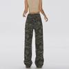 Women's Army Green Camo High-Waist Wide-Leg Jeans - Summer Casual Hip-Hop Style