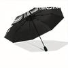 1pc Lion Swirls Automatic Open/close Folding Compact Umbrella, 8-Rib Sturdy Canopy, Lightweight Portable, Everyday Use, Gift, Outdoor Umbrella, Travel