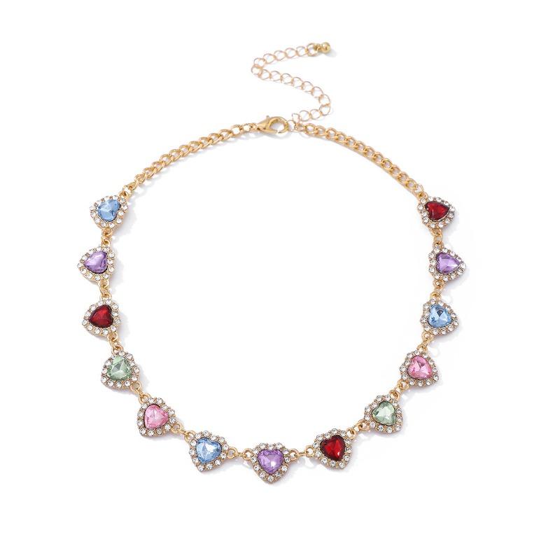 Personalized Simple Diamond Inlaid Heart Shape Clavicle Necklace For Women