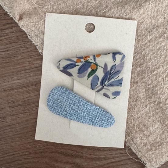 2 Stuks Meisjes Haarspeld Kat Bloem Geruit Ontwerp Omwikkeld met Stof Haarclips Borduurwerk Stof Splicing Haarspelden Lente Zomer Haaraccessoires