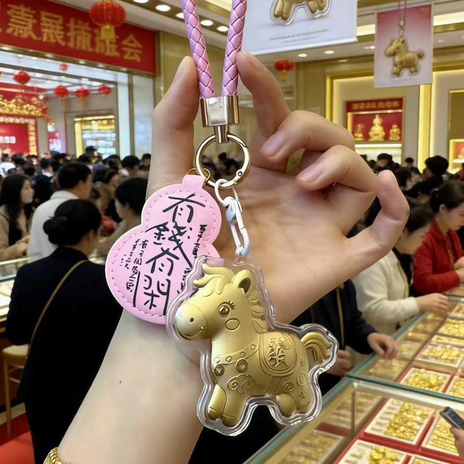 Jahr des Pferdes Gold 999 Schlüsselanhänger Anhänger für Festivals