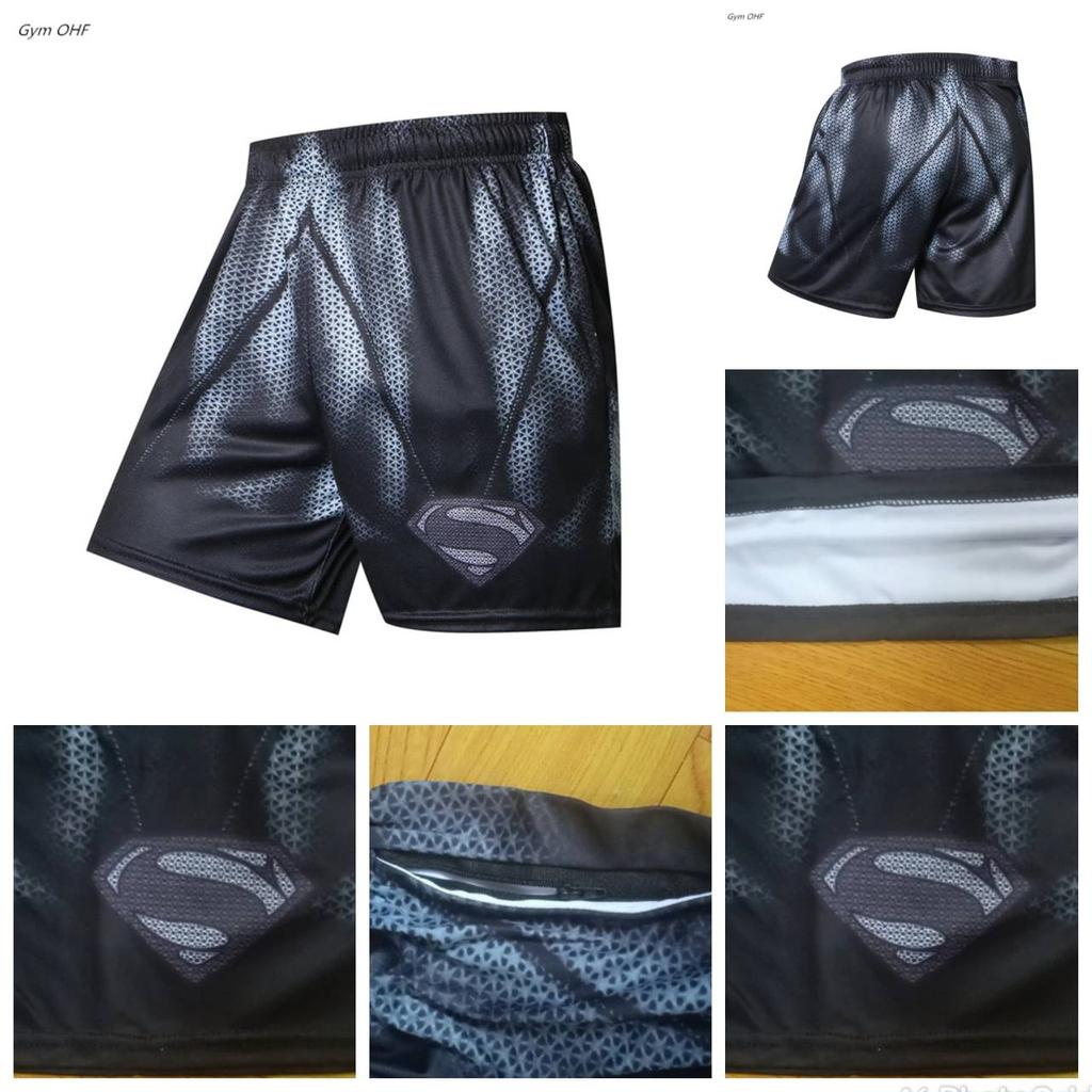 Boxing Shorts Men Gym Training Sport Kickboxing Fights Short Pant Super Hero 3D Pocket Zip Loose Fitness Running BJJ Mens Shorts