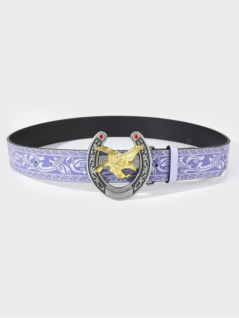Artistic Eagle Shaped Pu Leather Belt For Men With Ethnic And Vintage Touch