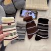 Accessories: Mink Fleece Pile Socks, College-style Color-blocked Velvet Striped Socks, Women's Long Cylinder for Winter