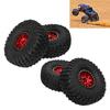 4 Pcs 1.9 Inch RC Rubber Tire with Red Aluminum Alloy Wheel Hub for RC Car Spare Part Repair Accessories