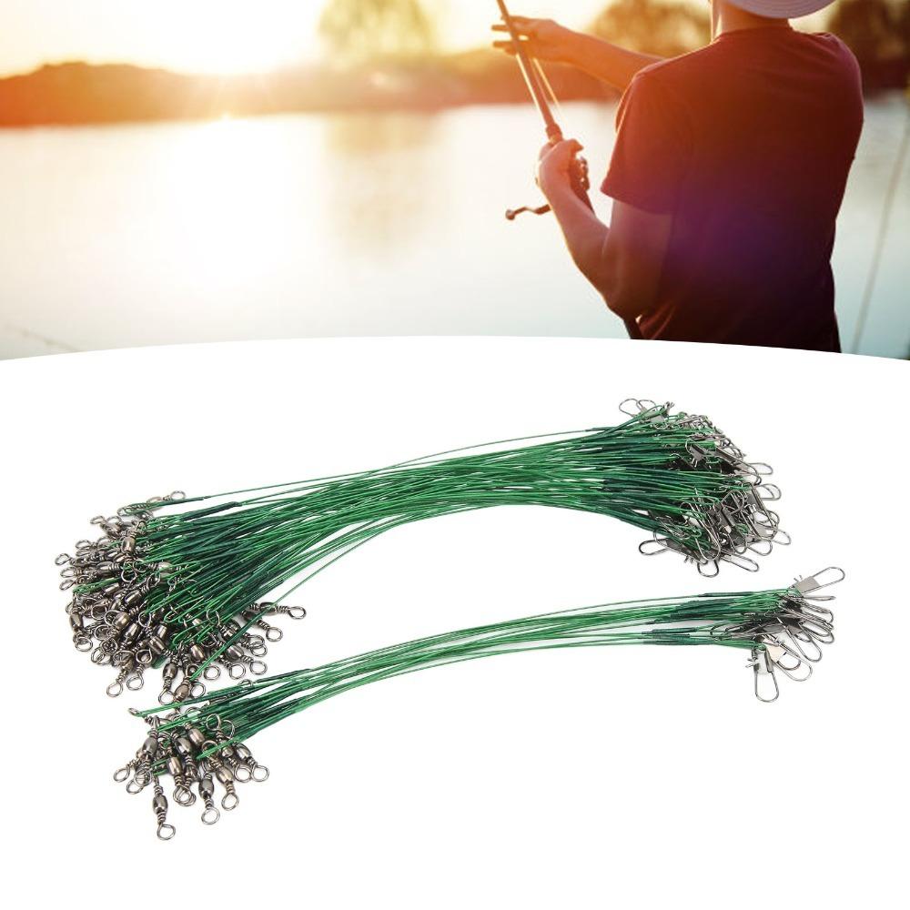 100PCS with Swivels Wire Leaders Steel Leader Wire Fishing Wire Leaders  Fishing Accessories 100PCS-15cm