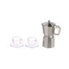 1Set 1:12 Dollhouse Miniature Coffee Pot Metal Kettle Moka Pot W/Cup Tray Kitchen Home Model Decor Toy Doll House Accessories