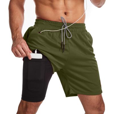 Herren Laufshorts 2-in-1 5/5 Schnelltrocknende Fitness Gerade Bein Mittellange Hose