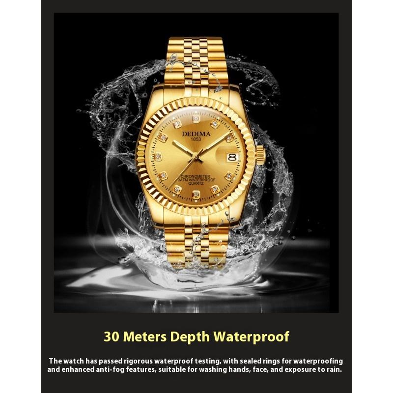 Top Brand Men's Classic Diamond Luminous Watch Retro Quartz Business Steel Waterproof Men's Watch