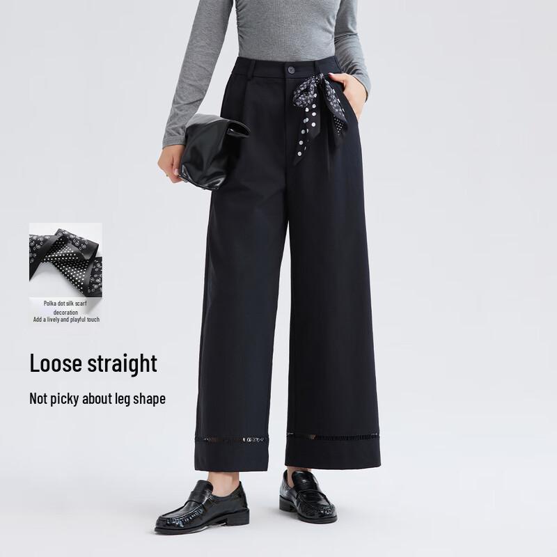 

FivePlus Women s Casual High-Waist Loose Straight-Leg Pants 30