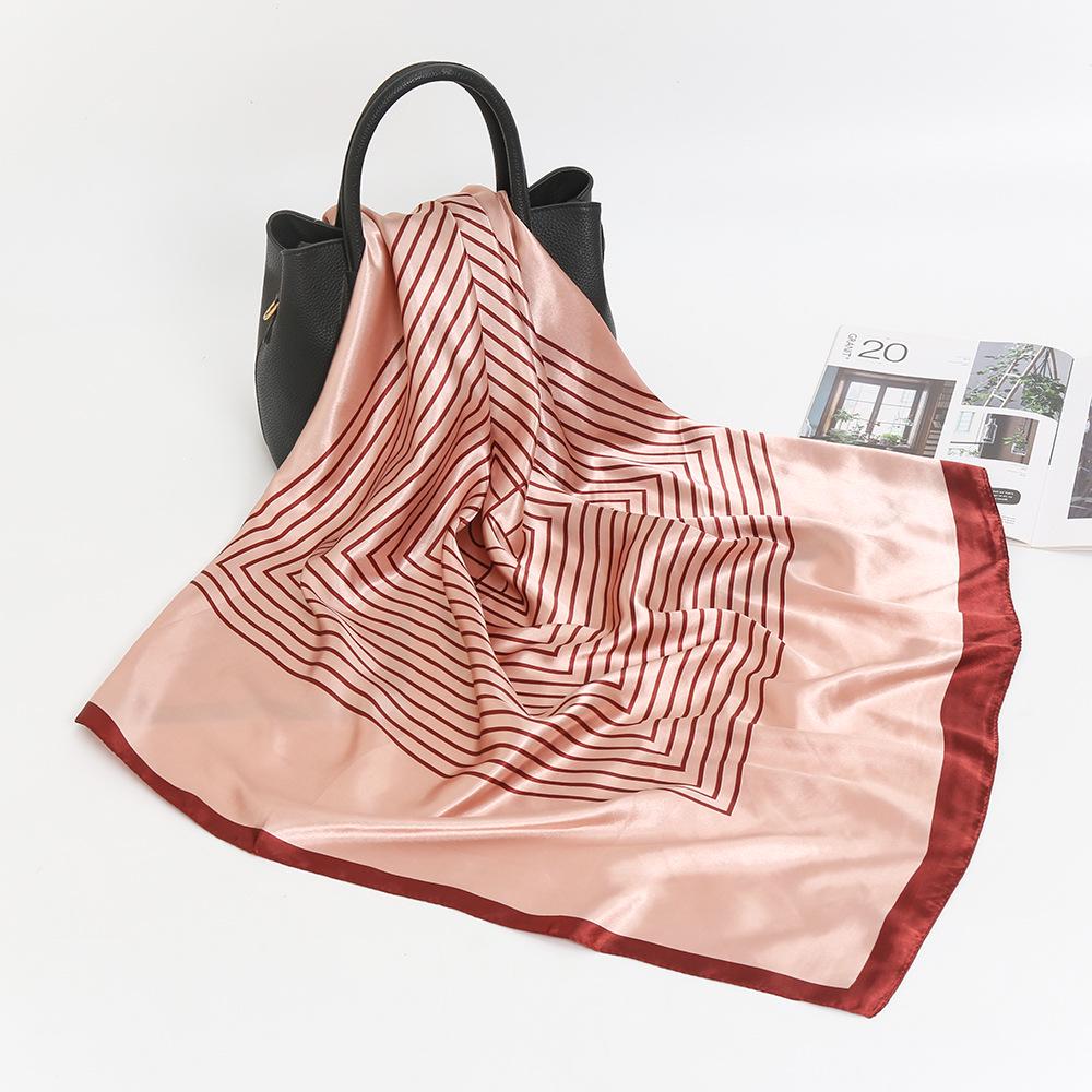 2024 Summer Korean Fashion Striped Satin Shawl for Women - Faux Silk Decorative Scarf FJ024
