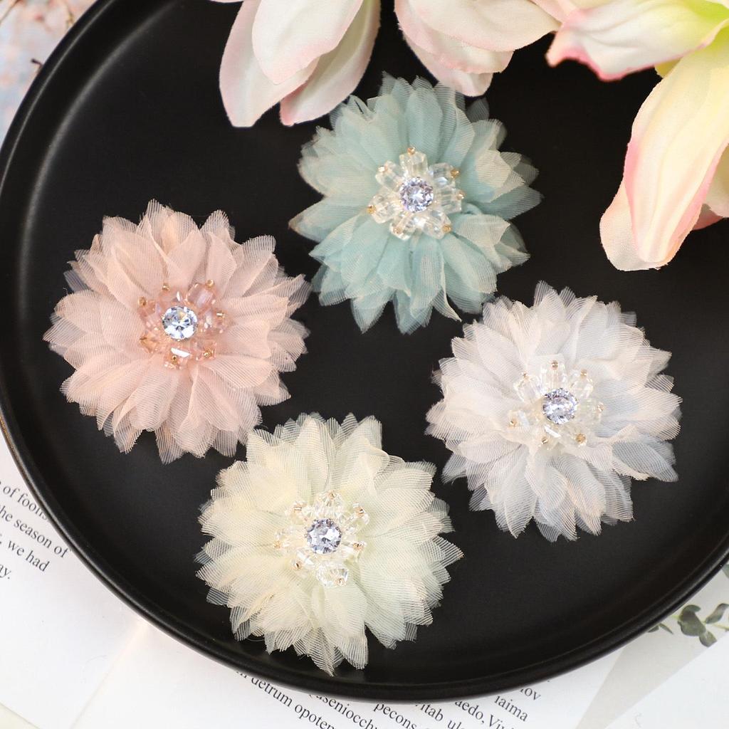 Crystal Core Organza Flower Brooch & Headdress DIY Accessories