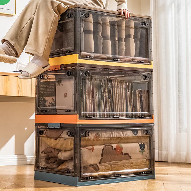 Foldable Transparent 5-Door Storage Box for Clothes, Quilts, Books, and Toys