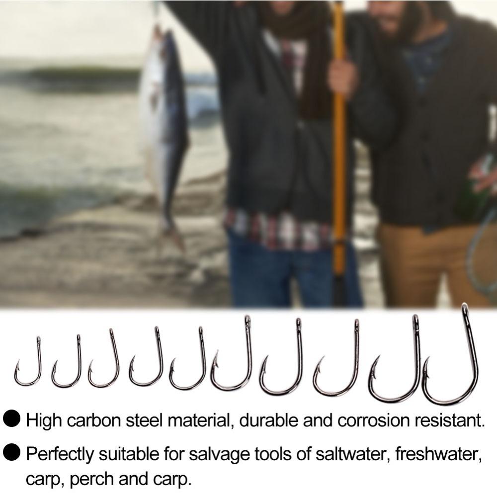 500PCS Sharpened Barb Fishing Hooks Set High Carbon Steel Fishing Hooks Freshwater Fishing 1#-with Holes