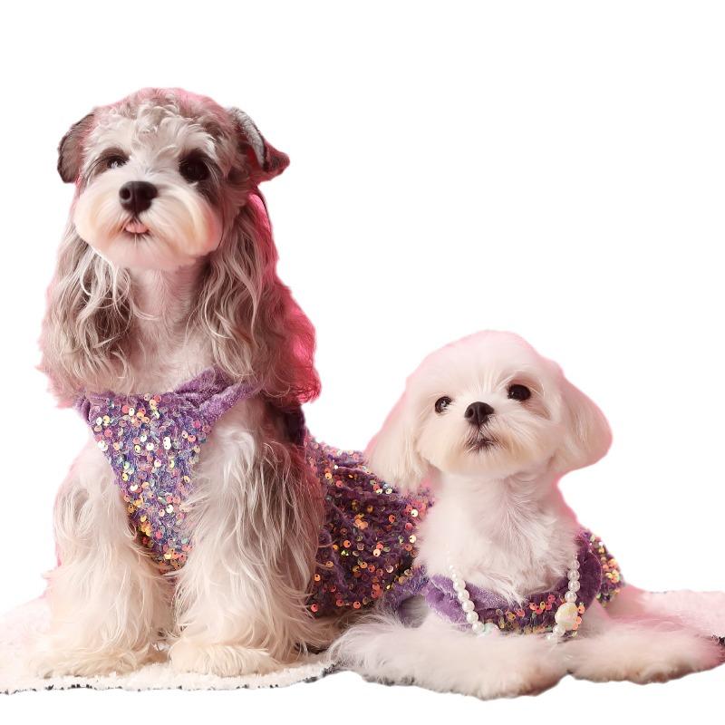 Dog Dresses for Small Dogs Party Sequins Velvet Dress for Dogs Girl Puppy Birthday Wedding Christmas Outfit Soft Pet Apparel Cute Chihuahua