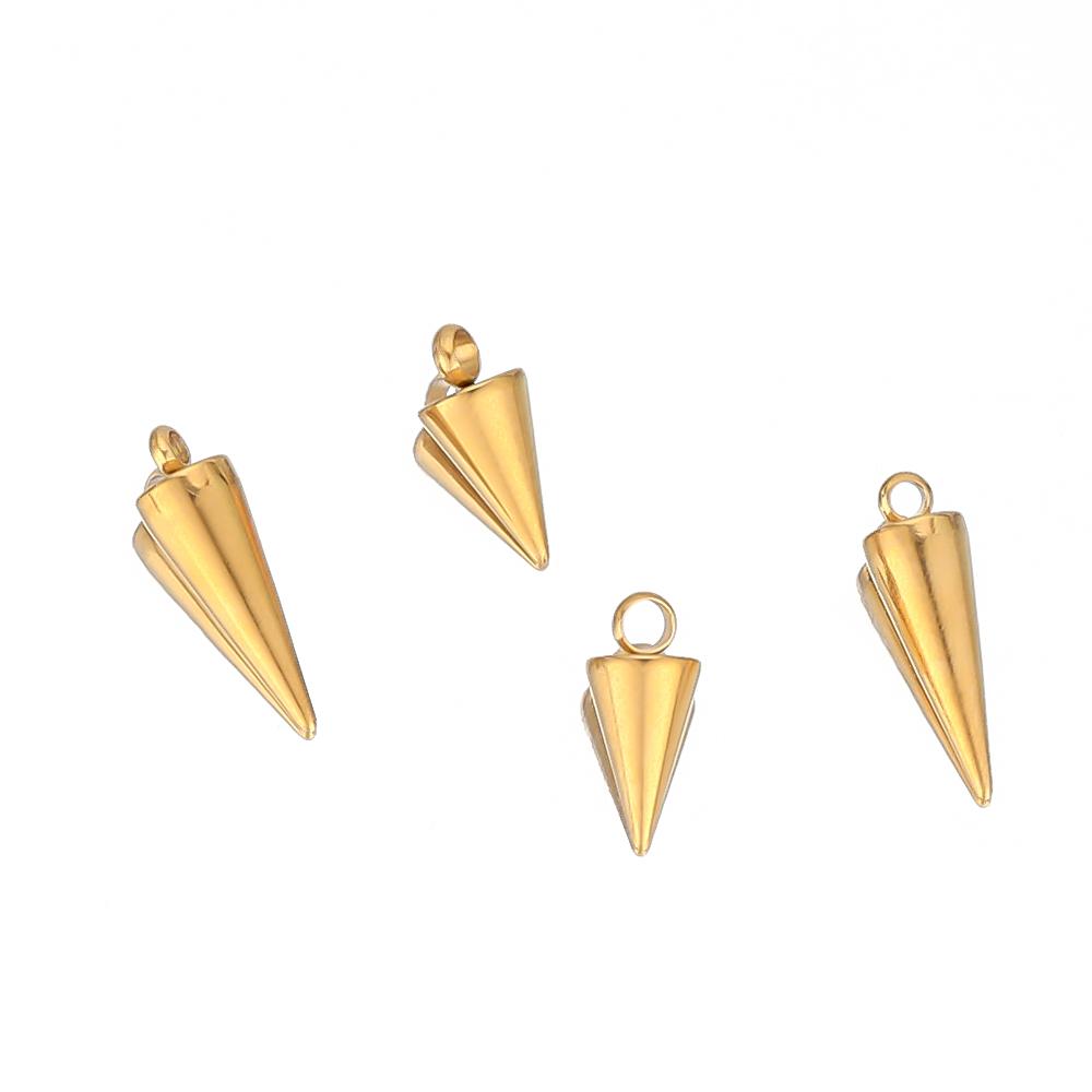 10pcs Gold Color Stainless Steel Circular Cone Charms DIY Jewelry Making Earrings Pendant Findings Handmade Bracelets Supplies