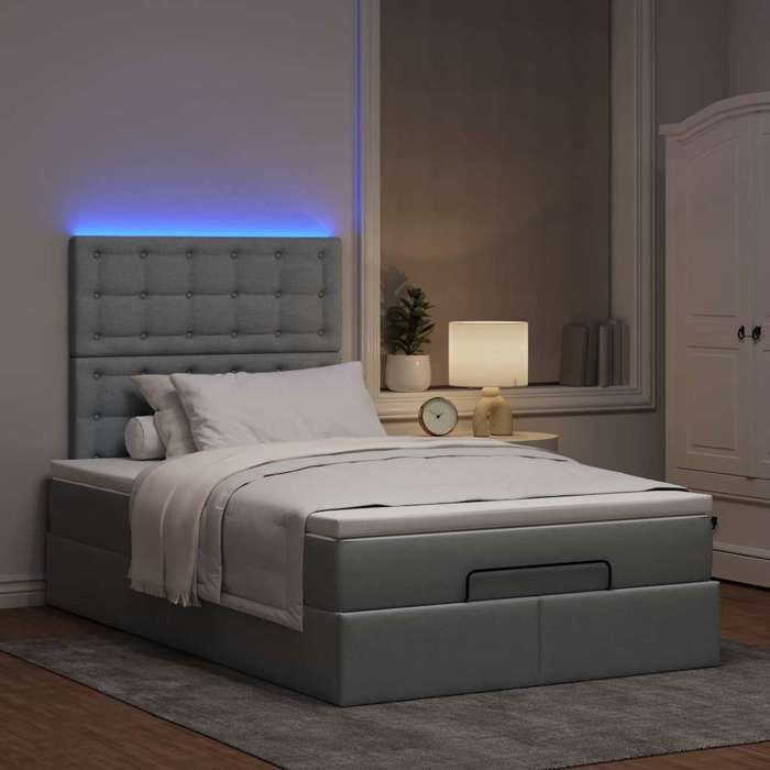 VidaXL Ottoman Bed Frame with Light Grey Mattress 120x190 Cm Fabric 3314155