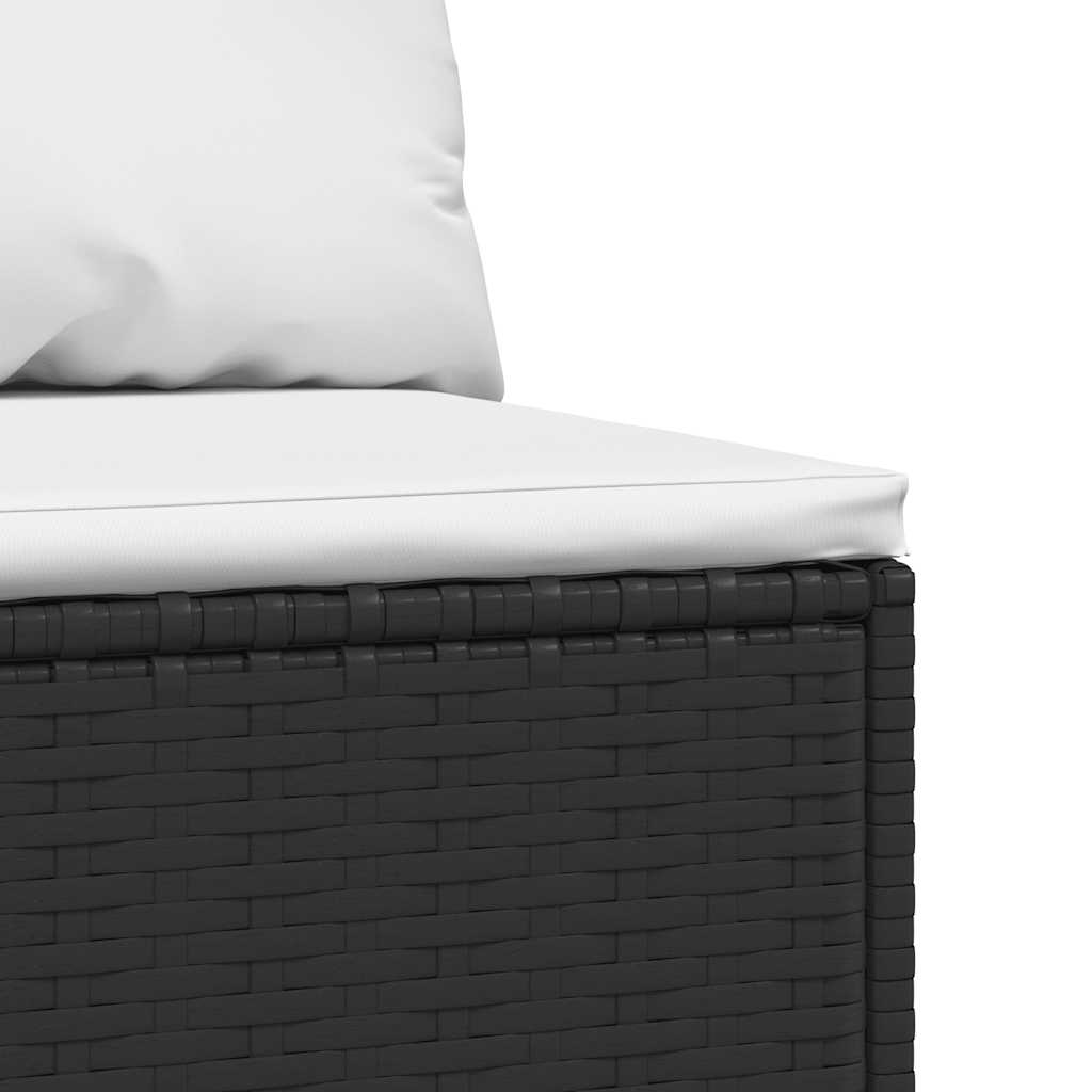 Garden Center Sofa with Cushions Black Poly Rattan